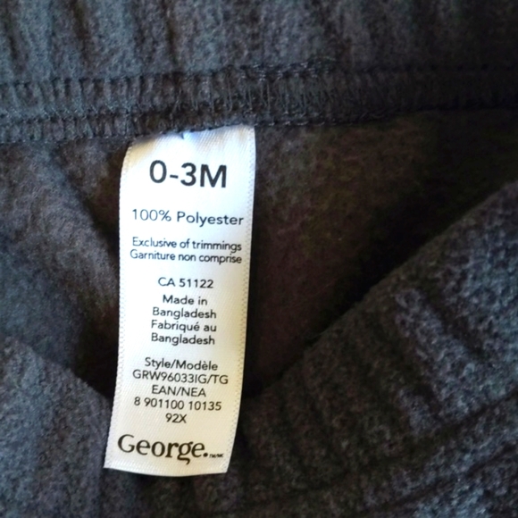 george gray fleece pants with heart knee patches 0-3 months baby girl - Picture 3 of 4